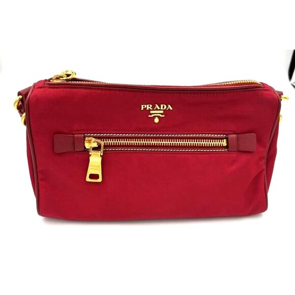Prada Tessuto Nylon Small Shoulder Bag Rosso Red - Picture 2 of 10